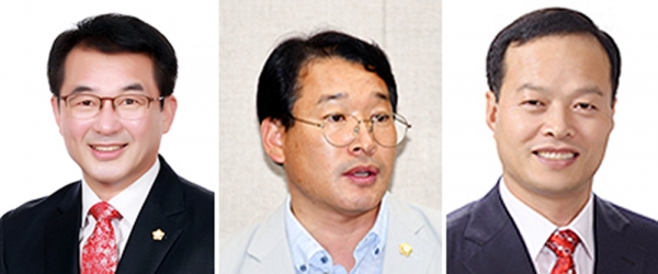 여수시의회 모니터링단인 쿱모닝단이 선정한 2023 하반기 최고의 시의원들. 왼쪽부터 강재헌, 문갑태, 송하진 의원.