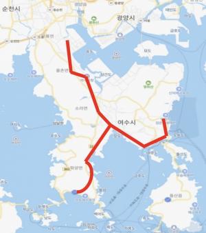 박영평 의원이 제안한 경전철 예상 노선도